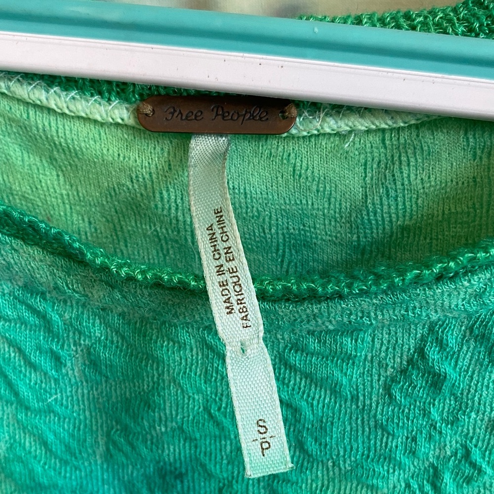 Free People green/Teal sleeveless hi low Fringe Tunic like new - Picture 14 of 15